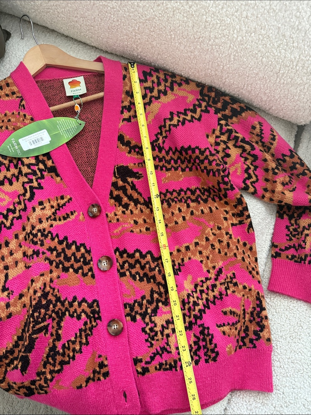 FARM Rio Hot Pink Abstract Print Button-Up Cardigan - Picture 6 of 7